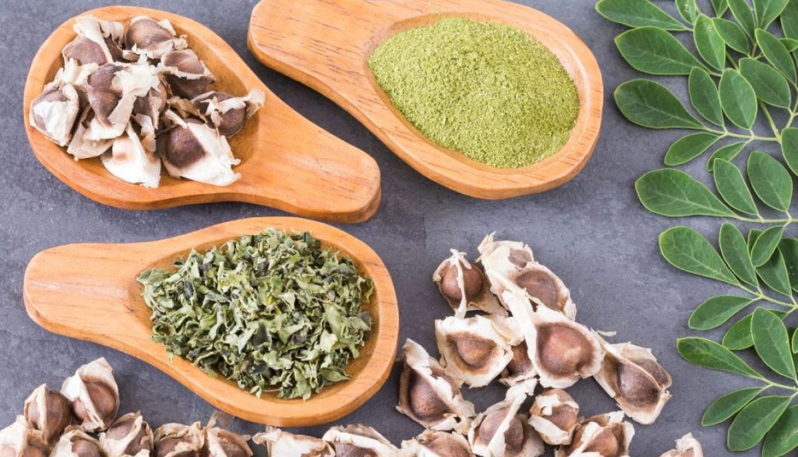 Best Moringa supplement: Moringa oleifera tree with green leaves and pods.